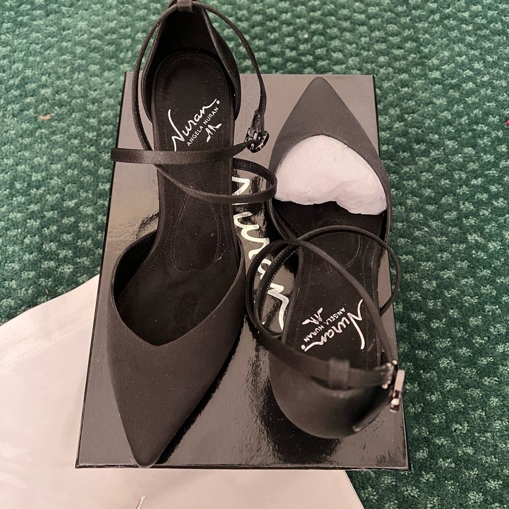 Angels Nuran Silk Black Pointed Toe Heel
